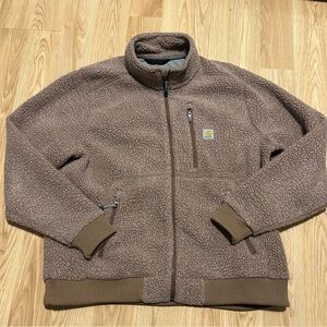 Carhartt Jacket Womens XL Nutmeg Heather Sherpa Fleece Relaxed Fit Full Zip